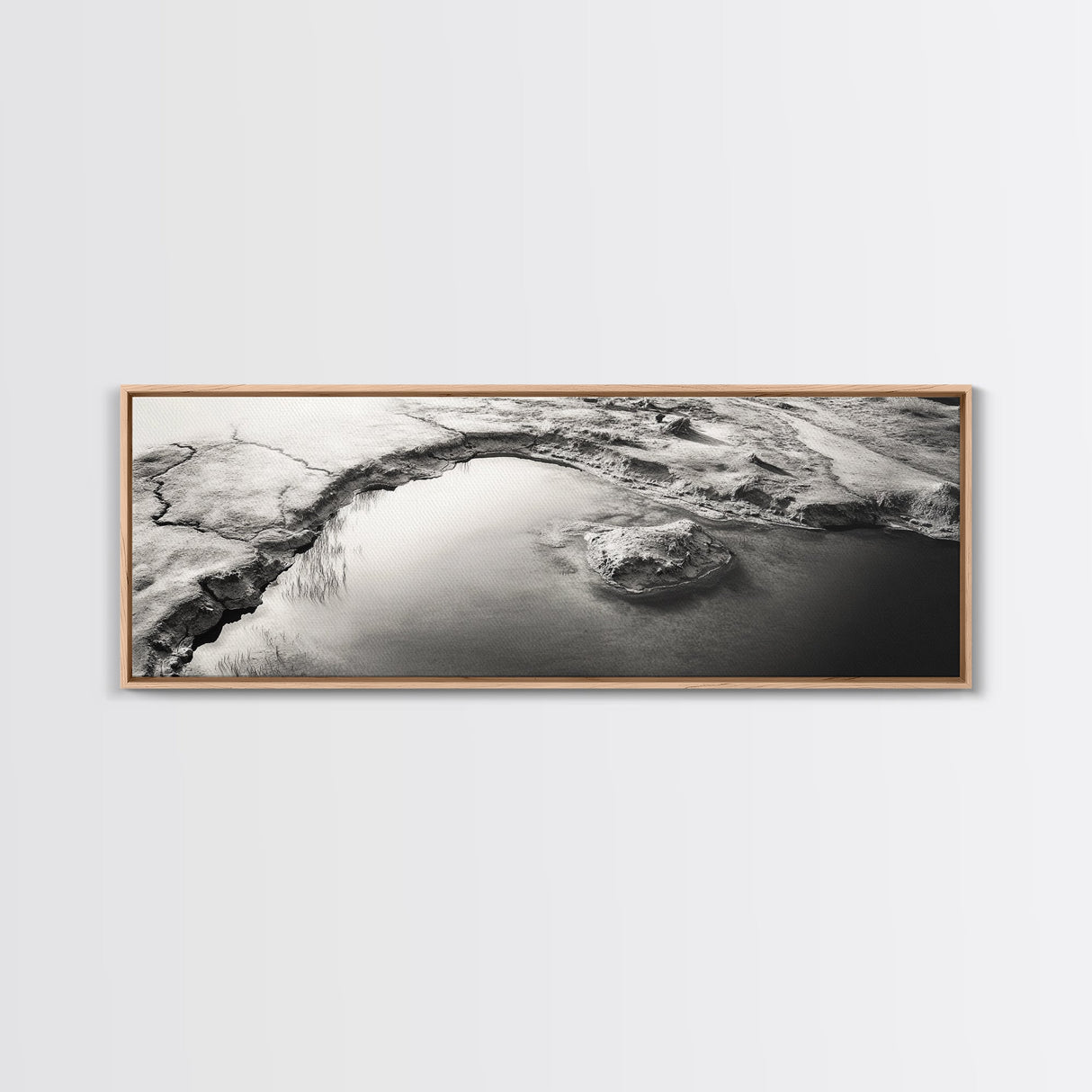 Minimalist Pond, Earth Texture, Fine Art Landscape, Framed Canvas Print, Neutral Wall Decor, Bathroom Wall Art, Modern Earthy Tones