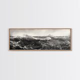Ocean Wave, Stormy Sea, Black and White Nautical, Framed Canvas Print, Bold Coastal Art, Living Room Wall Art, Marine Photography