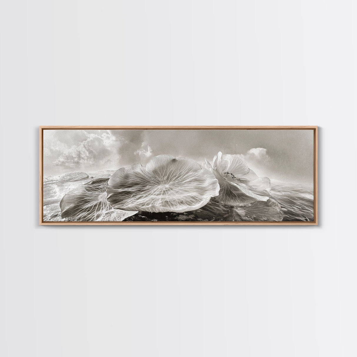 Lotus Bloom Abstract, Water Petals Art, Nature Floral Zen, Framed Canvas Print, Bathroom Wall Art, Minimalist Spa Decor, Beach Wall Decor