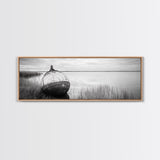 Coastal Buoy, Still Waters, Nautical Calm, Framed Canvas Print, Lakeside Bathroom Art, Maritime Style, Rustic Ocean Decor