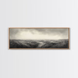 Foggy Path, Coastal Field, Silent Morning, Canvas Print, Neutral Bedroom Art, Scandinavian Style, Minimal Fall Wall Decor