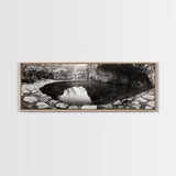 Stone Pool, Quiet Reflection, Nature Photography, Zen Vibes, Framed Canvas Print, Bathroom Wall Art, Rustic Decor, Tranquil Home Accent