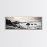 Pacific Coast, Misty Cliffs, Ocean Rocks, Moody Beach Scene, Canvas Print, Modern Nature Decor, Living Room Wall Art, Coastal Landscape