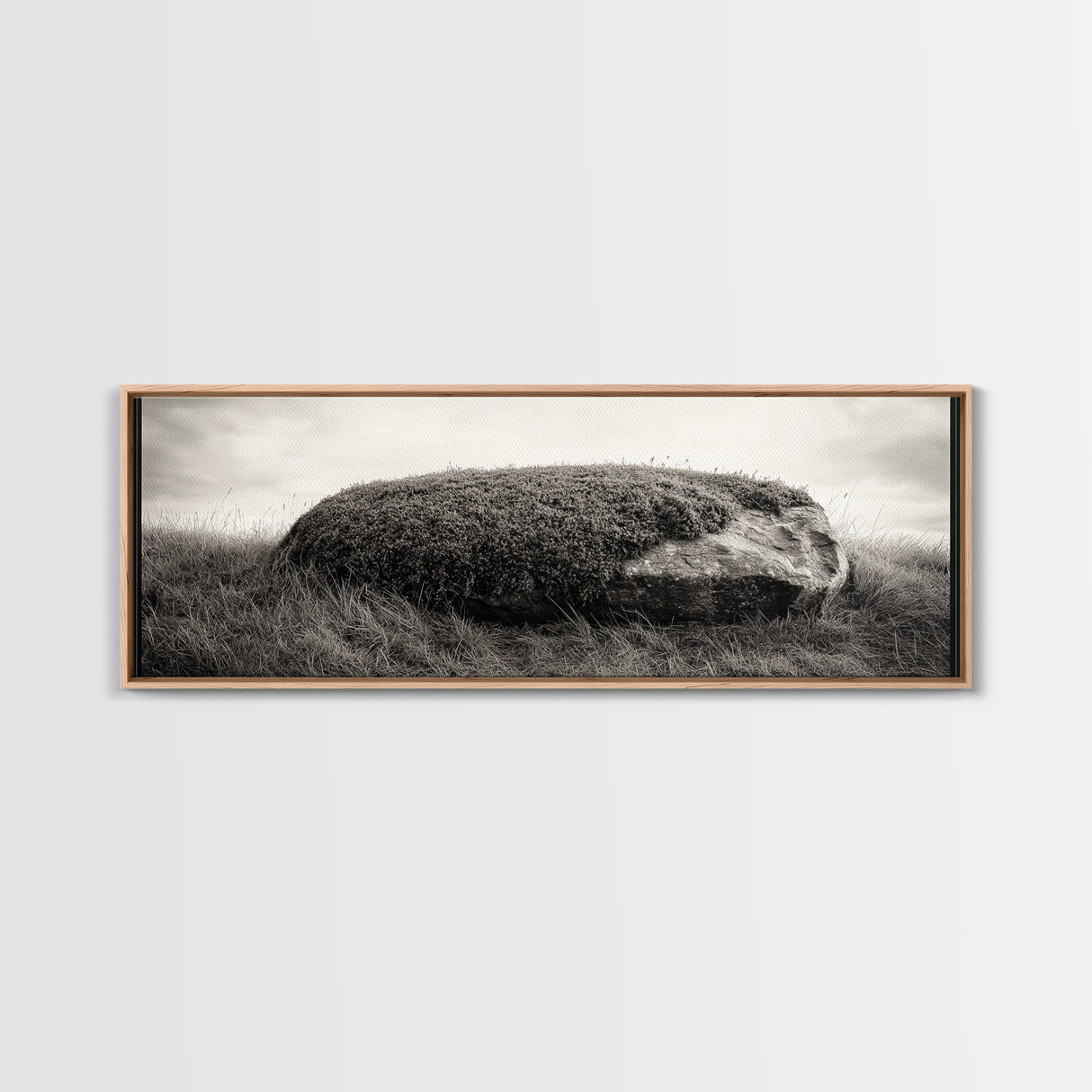 Heather Rock, Grassy Field, Natural Simplicity, Earthy Tones, Canvas Print, Rustic Home Decor, Minimalist Nature Wall Art, Fall Inspired Art