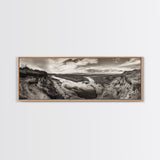 Marsh Landscape, Coastal Grasslands, Autumn Earth Tones, Framed Canvas Print, Fall Wall Art, Farmhouse Style, Rustic Entryway Decor