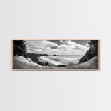Ocean Bluff View, Seaside Hills, Coastal Forest Horizon, Framed Canvas Print, Nature Landscape Art, Living Room or Office Decor