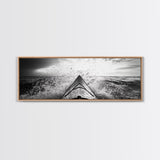 Ocean Kayak Splash, Adventure Wall Art, Ocean Motion, Black And White Canvas Print, Modern Decor, Nautical Style, Sports Lover Gift