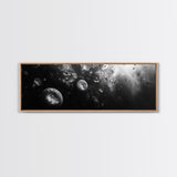 Jellyfish Dreams, Ocean Depths, Abstract Motion, Canvas Print, Coastal Bathroom Art, Nautical Theme, Moody Black and White Sea Life