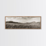 Golden Prairie, Mountain Horizon, Rustic Calm, Canvas Print, Fall Wall Art, Country Living Room Decor, Neutral Tones Photography