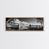 Wooden Fence, Open Field, Cloud Horizon, Framed Canvas Print, Country Landscape Photography, Entryway Wall Art, Farmhouse Autumn Decor