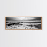 Rifle Seaside Scene, Tactical Still Life, Stormy Beach Mood, Canvas Print, Industrial Wall Art, Dramatic Photography, Masculine Decor
