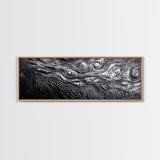 Liquid Texture Waves, Abstract Water Photography, Monochrome Art, Framed Canvas Print, Modern Living Room Wall Art, Nature-Inspired Decor