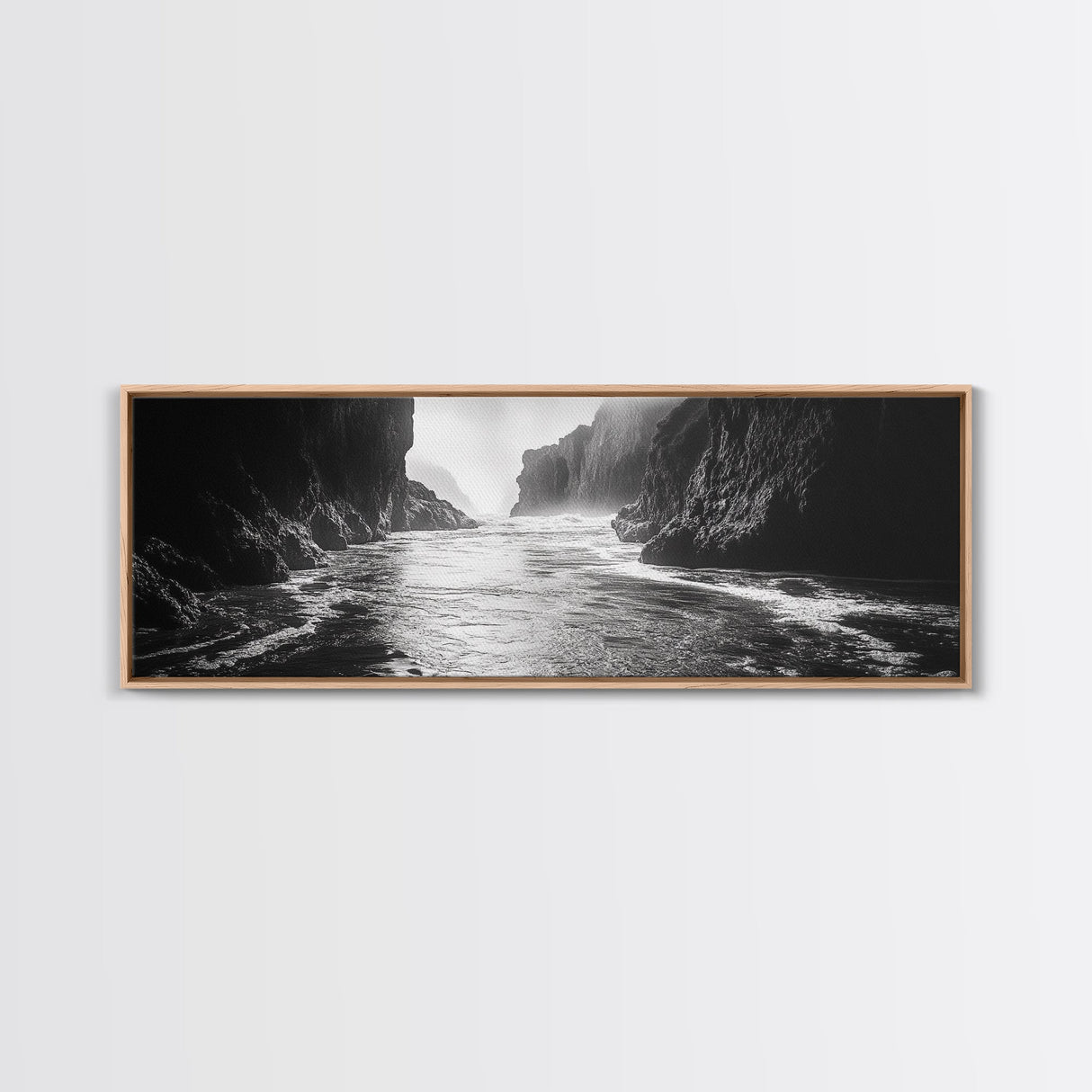 Ocean Cliff Passage, Dramatic Seascape Art, Moody Coastal Photography, Canvas Print, Dark Academic Wall Decor, Bedroom Statement Piece