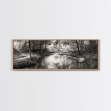 Woodland Creek Flow, Sepia Landscape Scene, Peaceful Forest Art, Canvas Print, Autumn Wall Decor, Rustic Living Room Artwork