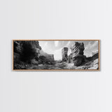 Coastal Rock Passage, Ocean Cliffside Art, Natural Texture Photography, Framed Canvas Print, Bathroom or Hallway Wall Art