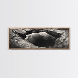 Natural Rock Pool, Moody Water Reflection, Rustic Earth Photography, Canvas Print, Zen Bathroom Wall Art, Minimalist Nature Decor