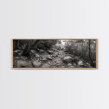 Rocky Path, Forest Trail, Autumn Mood, Canvas Print, Nature Photography, Rustic Entryway Decor, Woodland Art, Cabin Hallway Style