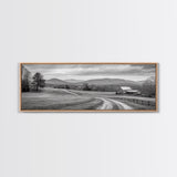 Mountain Valley, Country Road, Rural Home, Framed Canvas Print, Farmhouse Wall Art, Living Room Decor, Autumn Country Landscape
