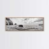 Coastal Rope, Windswept Bluff, Seaside Grass, Framed Canvas Print, Beach House Art, Nautical Decor, Neutral Living Room Style