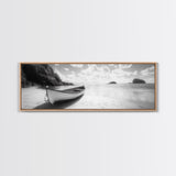 Rowboat, Sandy Cove, Island View, Canvas Print, Coastal Photography, Minimalist Beach Decor, Serene Bathroom or Bedroom Wall Art