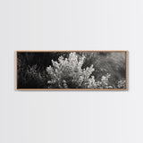 Frosted Bush, Winter Plant, Nature Closeup, Framed Canvas Print, Botanical Wall Art, Neutral Bedroom Decor, Rustic Autumn Style