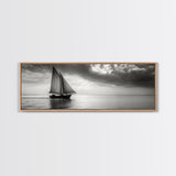 Sailboat, Ocean Horizon, Dramatic Sky, Framed Canvas Print, Nautical Wall Art, Minimalist Office Decor, Ocean Lover Photography