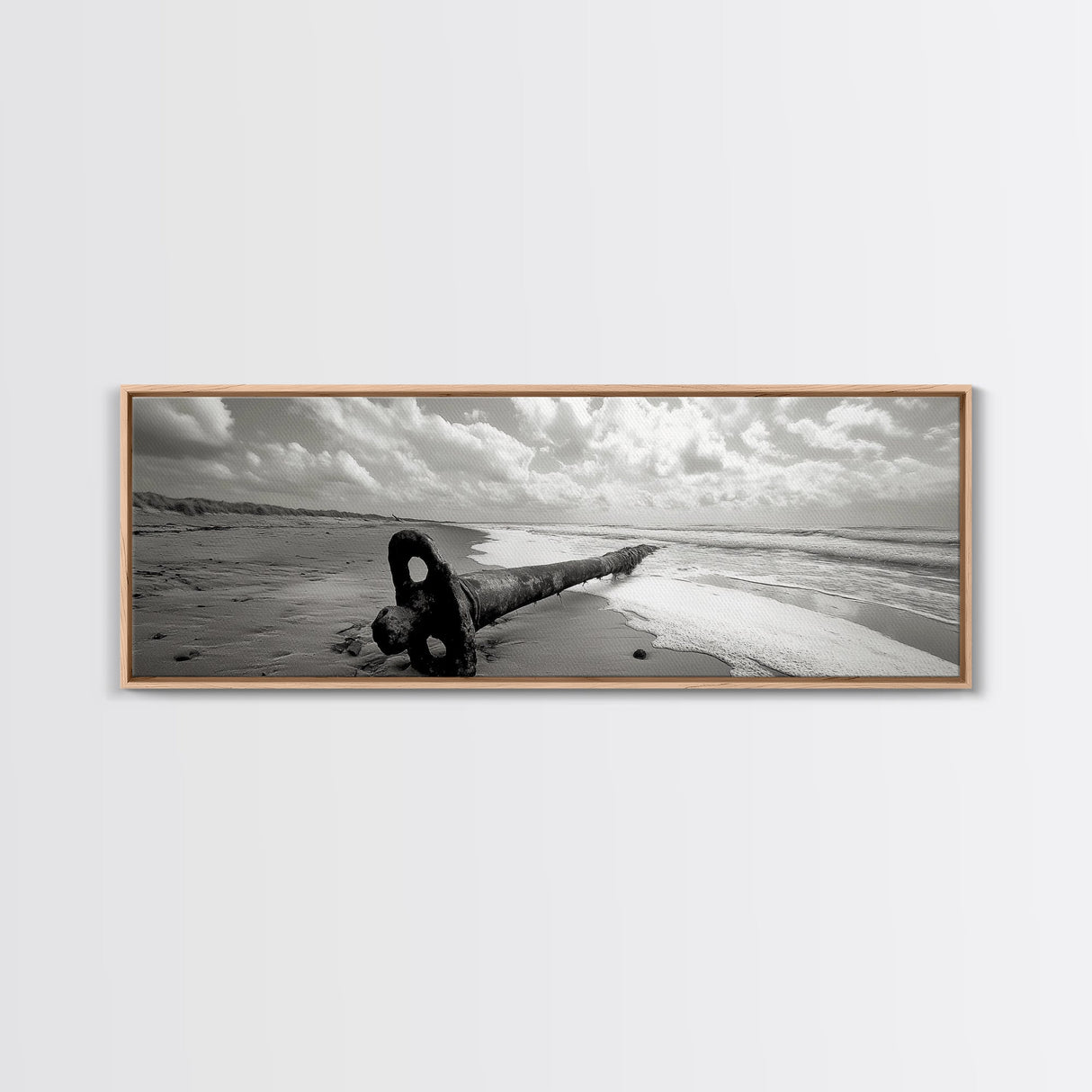 Rusted Anchor Pipe, Coastal Beach Art, Ocean Photography, Framed Canvas Print, Nautical Wall Art, Bedroom or Bathroom Decor