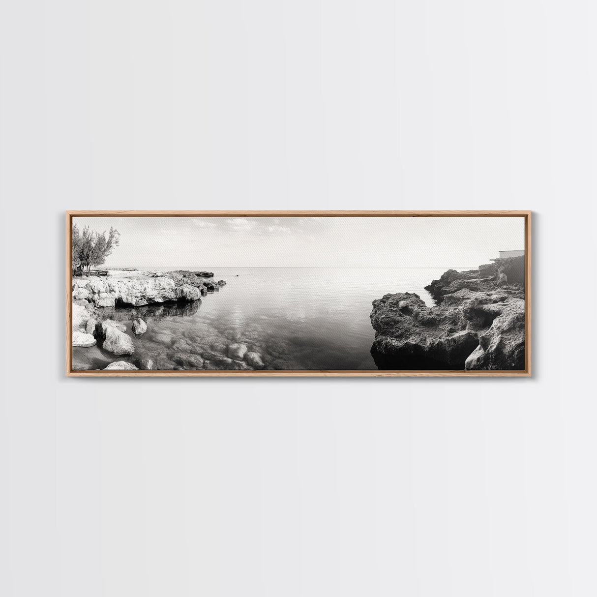 Coastal Rock Pool, Ocean Reflection, Natural Serenity, Peaceful Seascape, Framed Canvas Print, Zen Wall Art, Office Decor, Minimalist Look