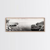 Coastal Rock Pool, Ocean Reflection, Natural Serenity, Peaceful Seascape, Framed Canvas Print, Zen Wall Art, Office Decor, Minimalist Look
