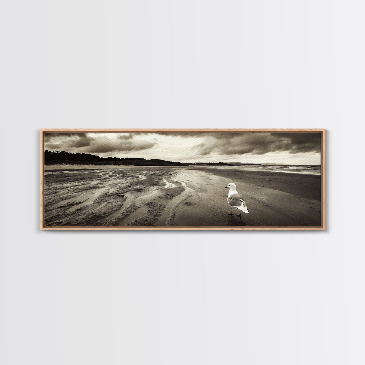 Seagull Beach Walk, Coastal Landscape, Minimalist Style, Canvas Print, Beach Wall Art, Fall Decor, Bedroom Wall Art, Nature Photography