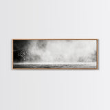 Waterfall Mist Scene, Nature Wall Decor, Canvas Print, Modern Minimalist Art, Neutral Tones, Living Room Wall Art, Black White Landscape