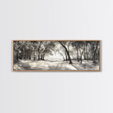 Dreamy Beach Forest, Sepia Trees, Canvas Print, Nature Wall Decor, Fall Bedroom Art, Rustic Woodland Landscape, Tree Shadow Light
