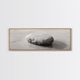 Smooth Beach Rock, Minimal Seascape, Zen Coastal Decor, Tranquil Framed Canvas Print, Modern Spa or Bedroom Wall Art