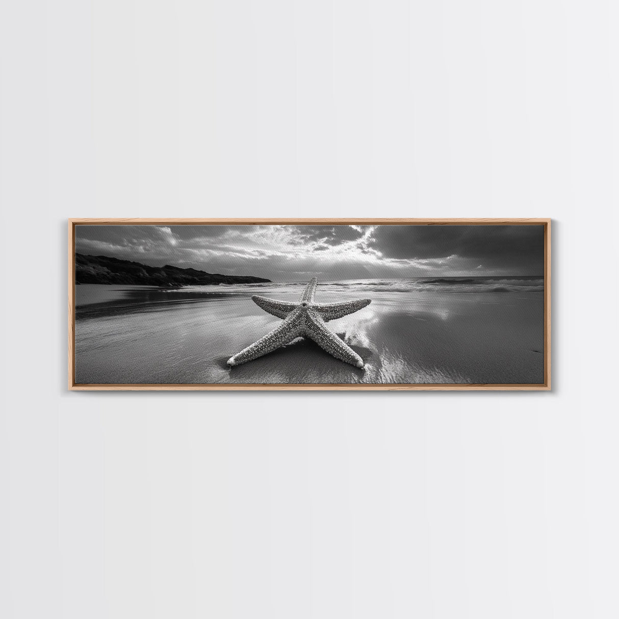 Starfish Beach, Moody Ocean, Calm Sunset, Canvas Print, coastal home decor, bathroom beach art, ocean lover gift, marine wall decor