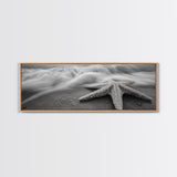 Starfish Closeup, Ocean Wave Motion, Coastal Macro Scene, Framed Canvas Print, minimalist beach decor, bathroom wall art, nautical vibe