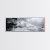 Stormy Waves, Ocean Fury, Tropical Housefront, Canvas Print, dramatic coastal decor, fall storm wall art, modern living room statement
