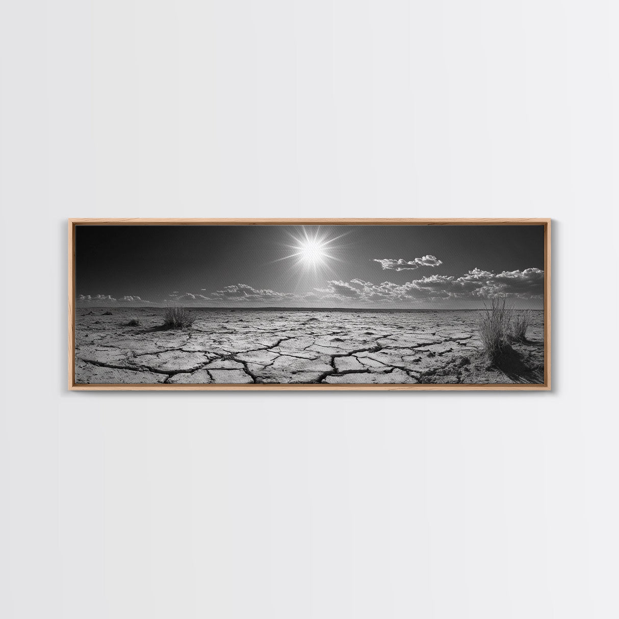 Cracked Earth, Desert Heat, Sunburst Drought, Canvas Print, rustic fall decor, southwest desert art, boho entryway wall statement