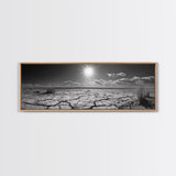 Cracked Earth, Desert Heat, Sunburst Drought, Canvas Print, rustic fall decor, southwest desert art, boho entryway wall statement