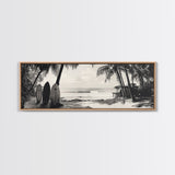 Surf Shack, Palm Trees, Tropical Boards, Canvas Print, retro beach wall art, coastal boho room decor, surfer cabin vibe, chill summer look