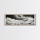 Storm Waves, Moody Sea, Ocean Power, Canvas Print, dramatic bathroom wall art, black and white seascape, coastal energy room decor