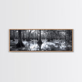 Swamp Roots, Cypress Trees, Flooded Forest, Framed Canvas Print, southern nature art, rustic lodge wall decor, moody woodland photography
