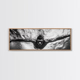 Underwater Swim, Black White Diver, Ocean Exploration, Canvas Print, modern bathroom wall art, sporty fitness vibe, minimalist ocean style