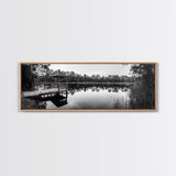 Still Lake Dock, Nature Reflections, Tranquil Scene, Canvas Print, Rustic Landscape Photography, Farmhouse Wall Art, Entryway Decor