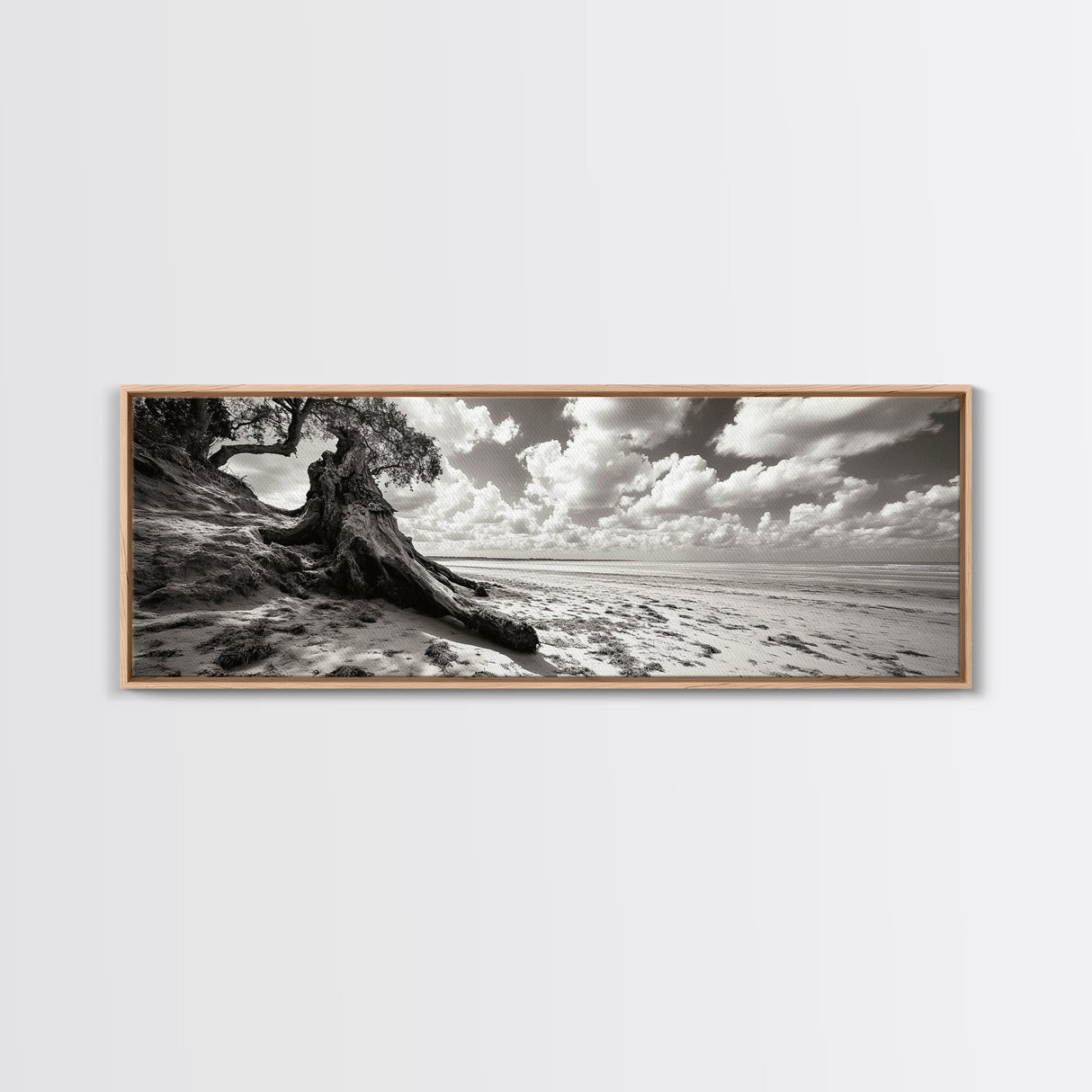 Coastal Tree Roots, Windswept Beach, Natural Form, Framed Canvas Print, Boho Wall Art, Entryway Decor, Beach House Aesthetic