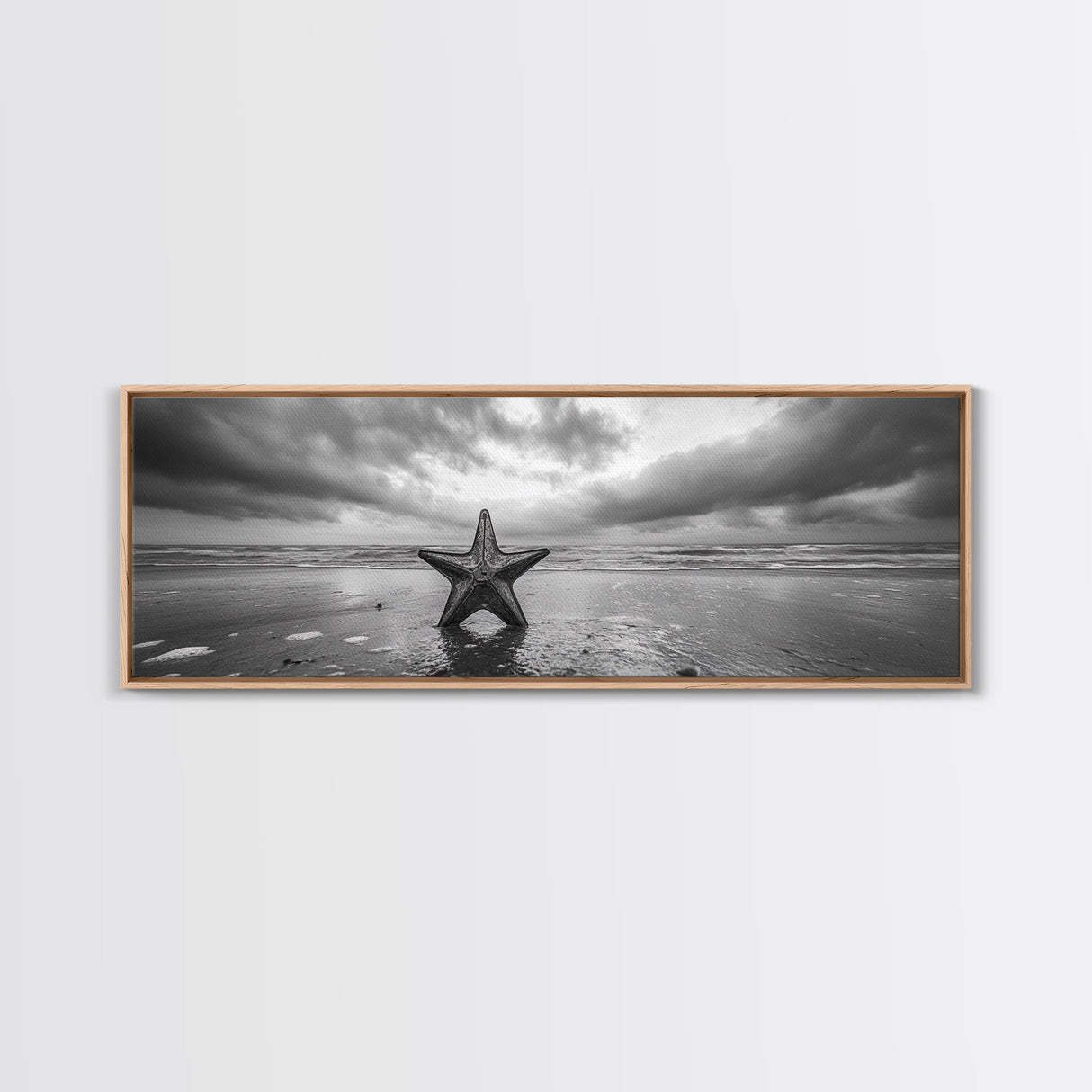 Metal Star Shore, Moody Beach Art, Rustic Coastal Decor, Autumn Vibes, Canvas Print, Farmhouse Living Room Wall Art