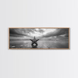 Metal Star Shore, Moody Beach Art, Rustic Coastal Decor, Autumn Vibes, Canvas Print, Farmhouse Living Room Wall Art