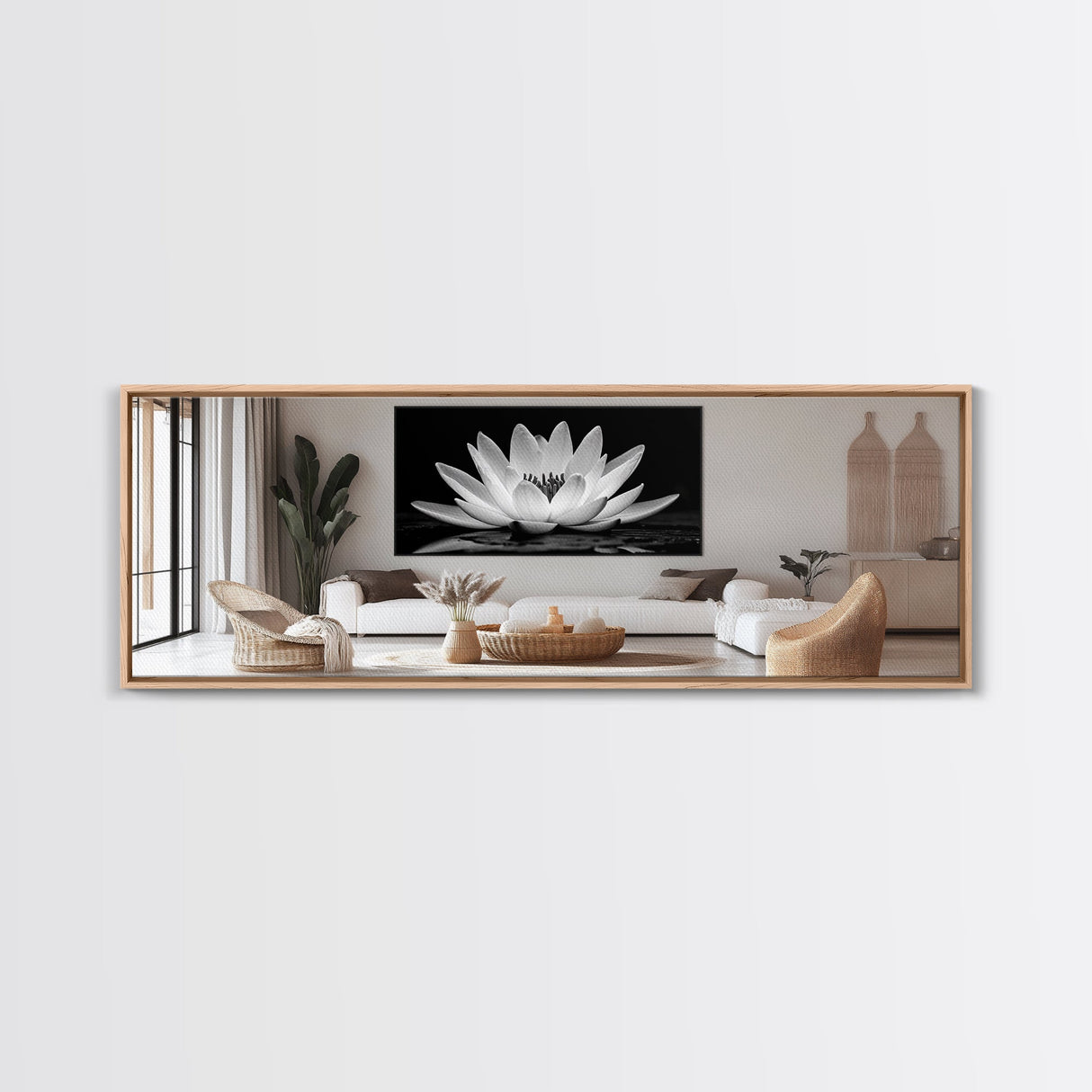 Lotus Bloom, Zen Flower, Tranquil Petals, Spiritual Nature Print, Black and White, Canvas Print, Spa Wall Decor, Meditation Room Art