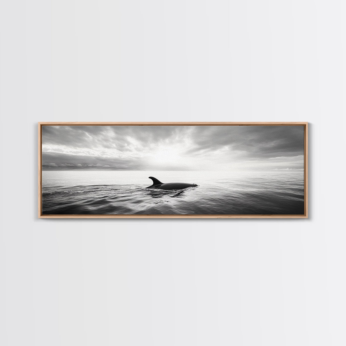 Ocean Sunset Orca, Tranquil Whale Scene, Marine Wildlife, Canvas Print, Minimalist Bathroom Decor, Coastal Bedroom Wall Art