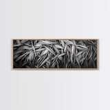 Textured Leaves, Monochrome Nature, Abstract Pattern, Botanical Wall Art, Framed Canvas Print, Modern Bedroom Art, Minimalist Decor