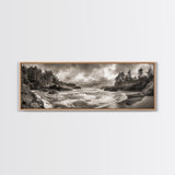Wild Coastline, Rugged Waves, Stormy Shore, Nature Photography, Framed Canvas Print, Fall Living Room Wall Art, Rustic Coastal Decor